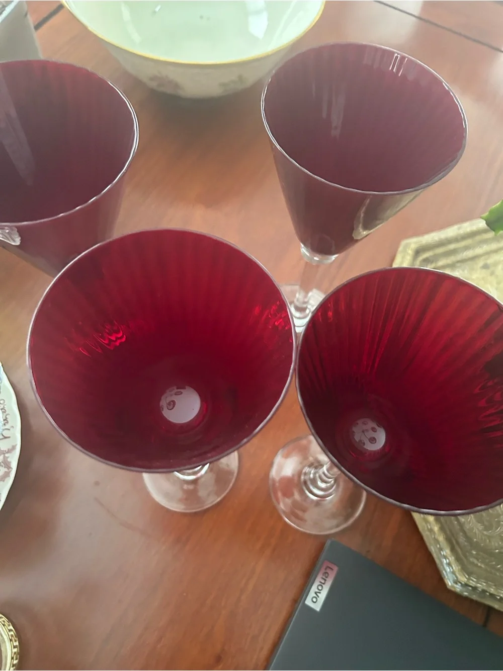 4 Vintage Pier 1 Ruby Red Glass Oversized Wine or Water Goblets